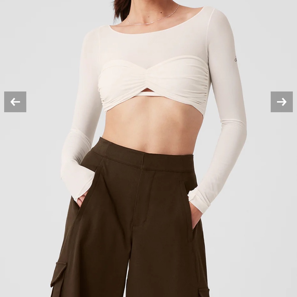 Alo Mesh Sheer Illusion Cropped Long Sleeve